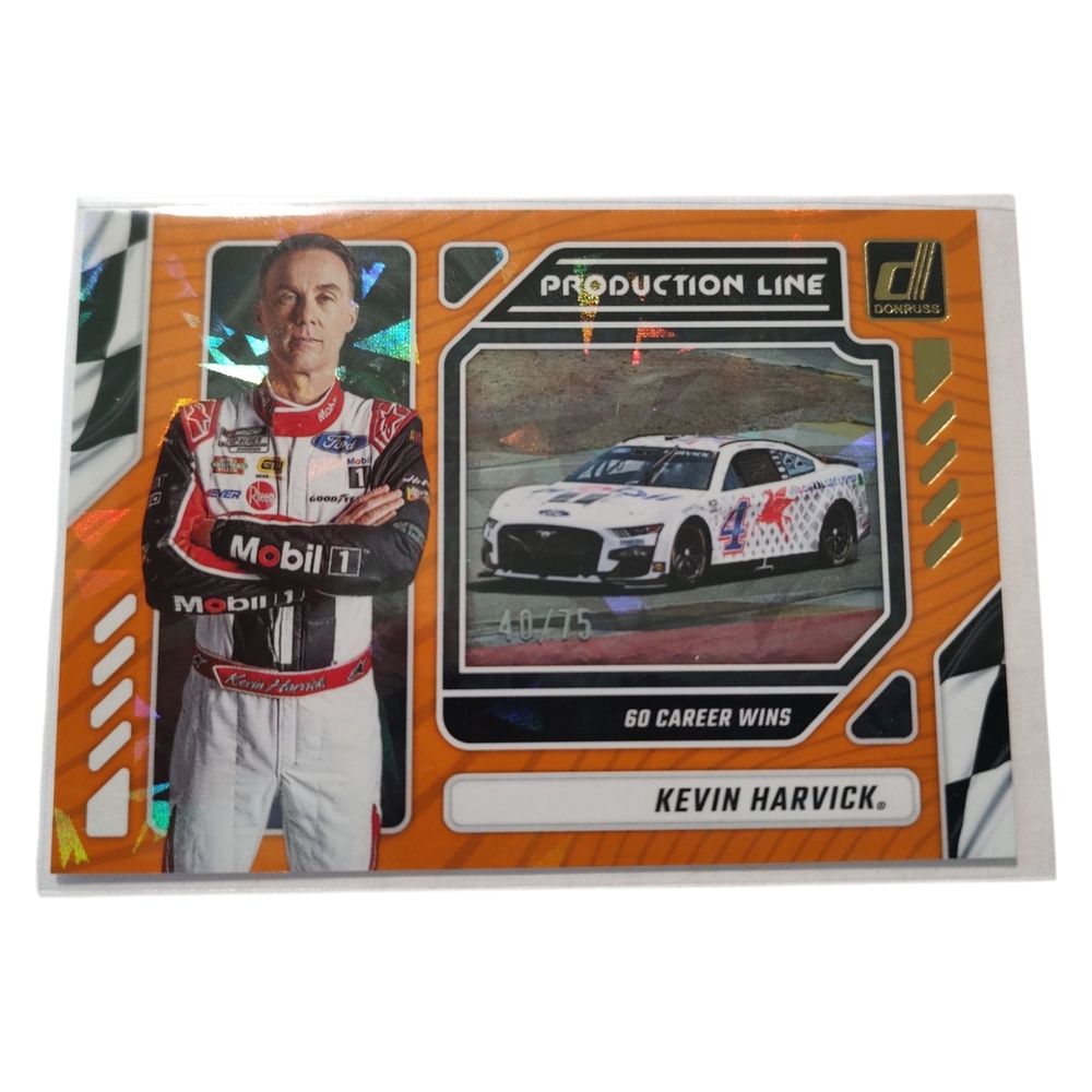 Donruss 2024 Kevin Harvick Racing Trading Card Orange Cracked Ice NASCAR /75